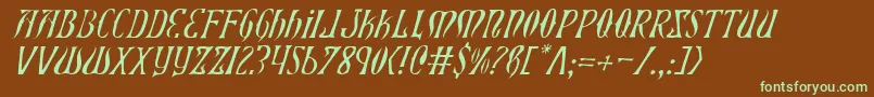 XiphosLightItalic Font – Green Fonts on Brown Background