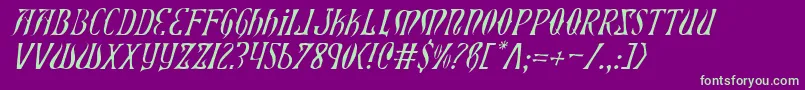 Fonte XiphosLightItalic – fontes verdes em um fundo violeta