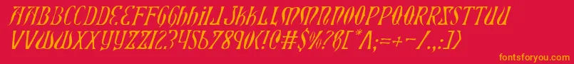 fuente XiphosLightItalic – Fuentes Naranjas Sobre Fondo Rojo