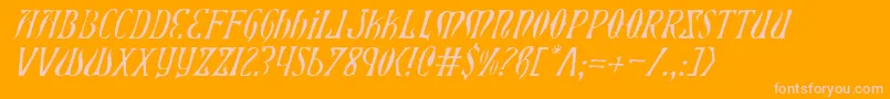 Fonte XiphosLightItalic – fontes rosa em um fundo laranja