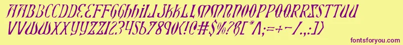 XiphosLightItalic Font – Purple Fonts on Yellow Background