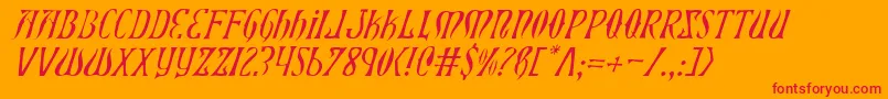 XiphosLightItalic Font – Red Fonts on Orange Background