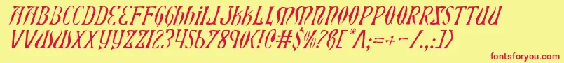 Шрифт XiphosLightItalic – красные шрифты на жёлтом фоне