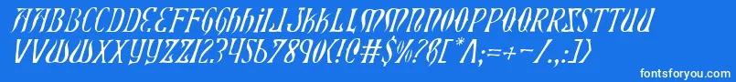 フォントXiphosLightItalic – 青い背景に白い文字