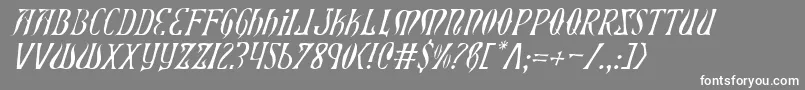 フォントXiphosLightItalic – 灰色の背景に白い文字