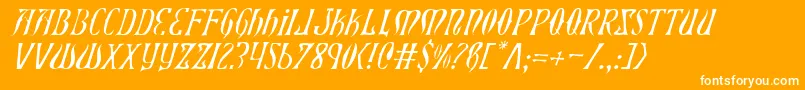 XiphosLightItalic-Schriftart – Weiße Schriften auf orangefarbenem Hintergrund