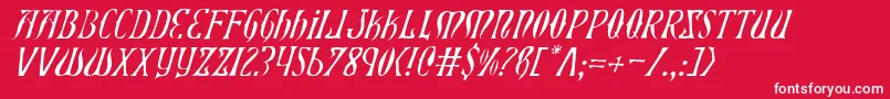 XiphosLightItalic-fontti – valkoiset fontit punaisella taustalla