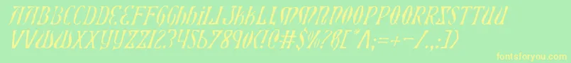 XiphosLightItalic Font – Yellow Fonts on Green Background