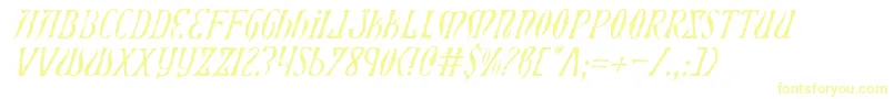 XiphosLightItalic Font – Yellow Fonts on White Background