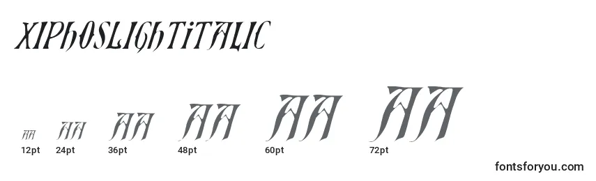 Размеры шрифта XiphosLightItalic