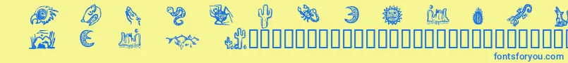 Шрифт DeathValleyDingbats – синие шрифты на жёлтом фоне