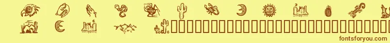 Fonte DeathValleyDingbats – fontes marrons em um fundo amarelo