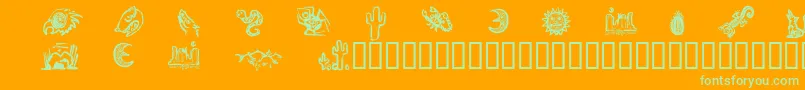 DeathValleyDingbats-fontti – vihreät fontit oranssilla taustalla