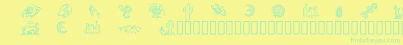 Шрифт DeathValleyDingbats – зелёные шрифты на жёлтом фоне