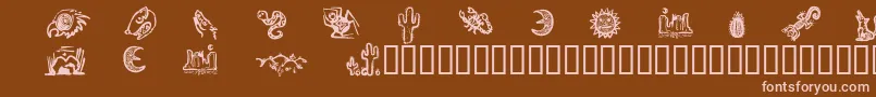 Czcionka DeathValleyDingbats – różowe czcionki na brązowym tle