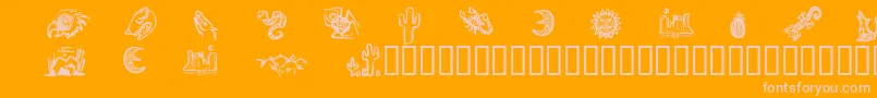 DeathValleyDingbats-Schriftart – Rosa Schriften auf orangefarbenem Hintergrund