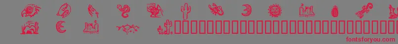 Czcionka DeathValleyDingbats – czerwone czcionki na szarym tle