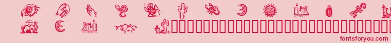 Fonte DeathValleyDingbats – fontes vermelhas em um fundo rosa