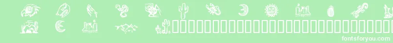 DeathValleyDingbats-Schriftart – Weiße Schriften auf grünem Hintergrund