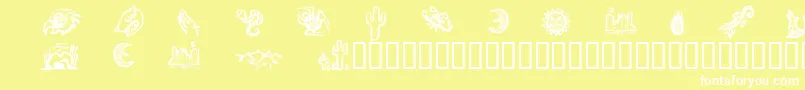 Шрифт DeathValleyDingbats – белые шрифты на жёлтом фоне