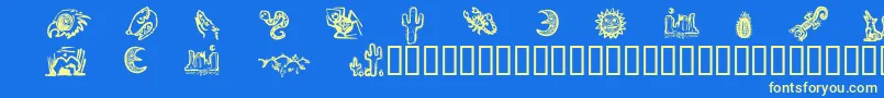 DeathValleyDingbats Font – Yellow Fonts on Blue Background