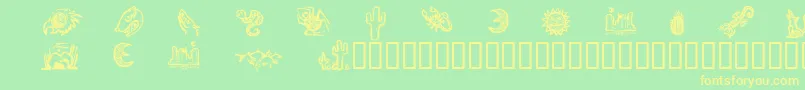 DeathValleyDingbats Font – Yellow Fonts on Green Background