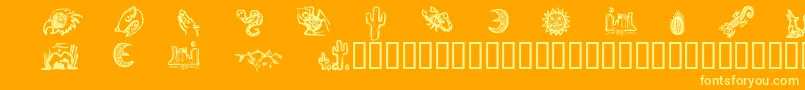 DeathValleyDingbats Font – Yellow Fonts on Orange Background