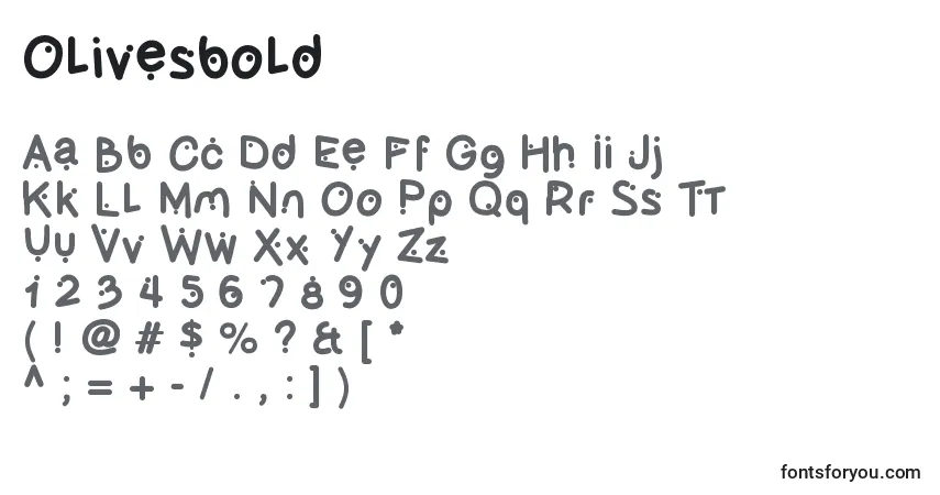 A fonte Olivesbold – alfabeto, números, caracteres especiais