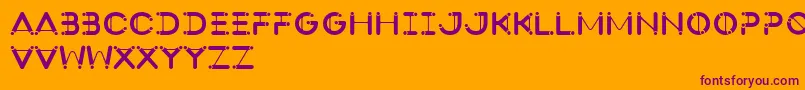 SlingshotType-Schriftart – Violette Schriften auf orangefarbenem Hintergrund