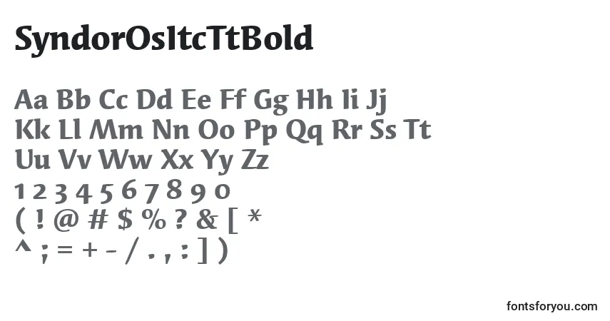 A fonte SyndorOsItcTtBold – alfabeto, números, caracteres especiais