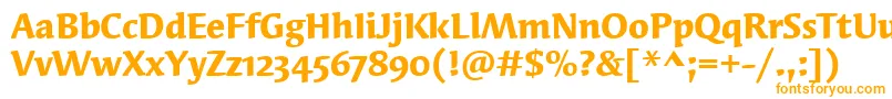SyndorOsItcTtBold-Schriftart – Orangefarbene Schriften auf weißem Hintergrund