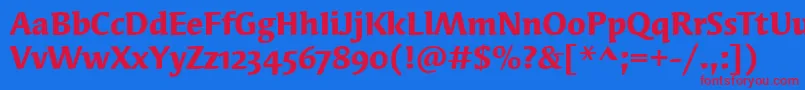 SyndorOsItcTtBold Font – Red Fonts on Blue Background