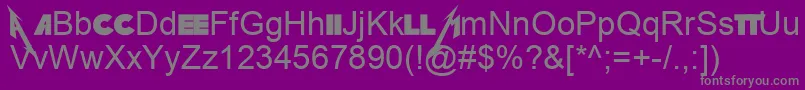 MetallicaOld-fontti – harmaat kirjasimet violetilla taustalla