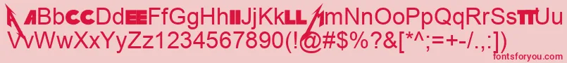 フォントMetallicaOld – ピンクの背景に赤い文字