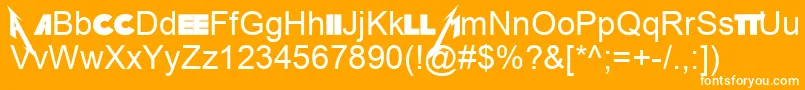 MetallicaOld-Schriftart – Weiße Schriften auf orangefarbenem Hintergrund