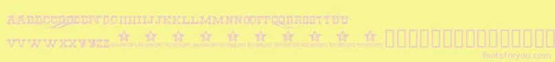 RuscheapStealer-fontti – vaaleanpunaiset fontit keltaisella taustalla