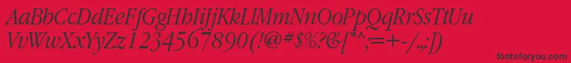 GaramondnarrowettItalic-Schriftart – Schwarze Schriften auf rotem Hintergrund