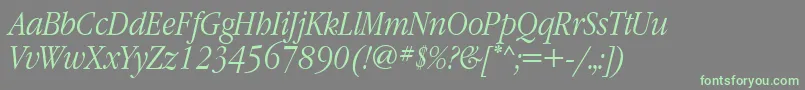 フォントGaramondnarrowettItalic – 灰色の背景に緑のフォント