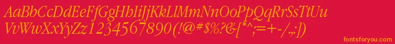 GaramondnarrowettItalic Font – Orange Fonts on Red Background