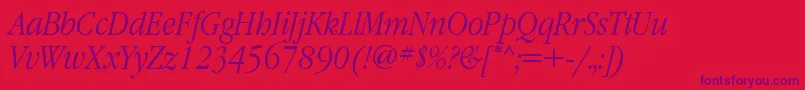 GaramondnarrowettItalic Font – Purple Fonts on Red Background
