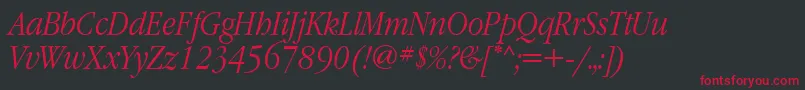 GaramondnarrowettItalic Font – Red Fonts on Black Background