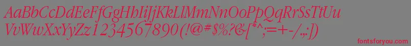 GaramondnarrowettItalic Font – Red Fonts on Gray Background