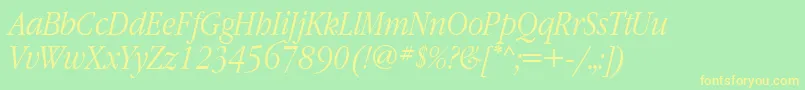 GaramondnarrowettItalic Font – Yellow Fonts on Green Background