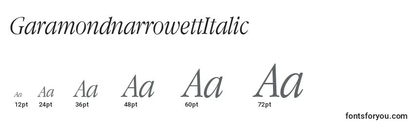 Размеры шрифта GaramondnarrowettItalic