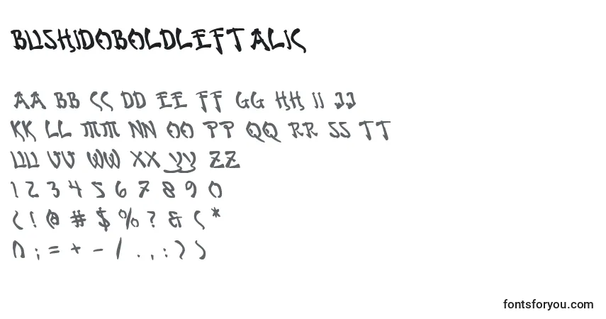 Police BushidoBoldLeftalic - Alphabet, Chiffres, Caractères Spéciaux