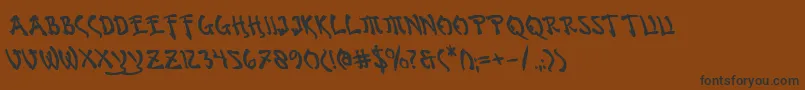 Weitere Informationen zur BushidoBoldLeftalic-Schriftart BushidoBoldLeftalic-Schriftart – Schwarze Schriften auf braunem Hintergrund