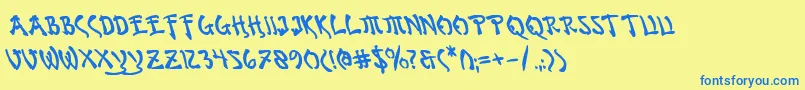 BushidoBoldLeftalic Font – Blue Fonts on Yellow Background