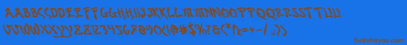 BushidoBoldLeftalic Font – Brown Fonts on Blue Background