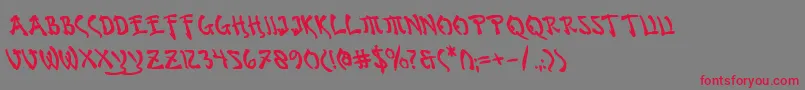BushidoBoldLeftalic Font – Red Fonts on Gray Background