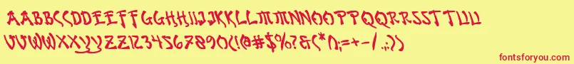 BushidoBoldLeftalic Font – Red Fonts on Yellow Background